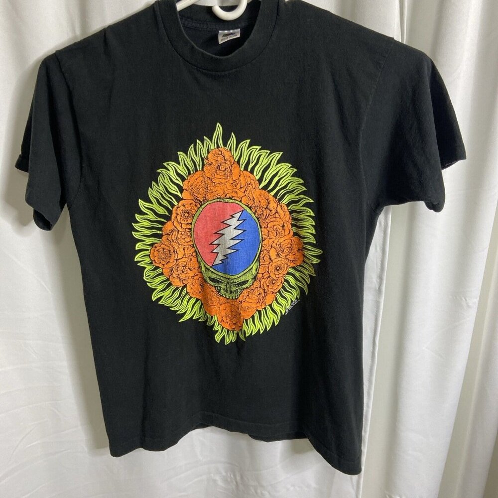 Vtg 1990 Grateful Dead Mens T Shirt Steal Your Face Black Light GDM Tour XL